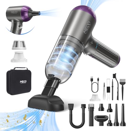 MECO ELEVERDE 4 en 1 Soplador de Polvo Eléctrico, Mini Aspiradora de Mano, 3 Velocidades, 130,000RPM/18Kpa Soplador Aspirador Portatil, Soplador Aire Comprimido para PC, Coche, Hogar, Púrpura