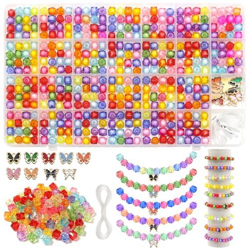 67% DESCUENTO FEMBW Cuentas de Colores de Cristal, 8mm Redondas Cuentas Cristal Facetado con Colgante de Mariposa, Colorido Abalorios para Hacer Pulseras Collares Pendientes