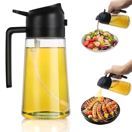 Spray Aceite Cocina Freidora Aire 2 en 1, Aceitera Vaporizadora Antigoteo para Cocinar 470ml, Rociador para Freidora de Aire, Difusor Aceite Cocina para Cocinar (black)