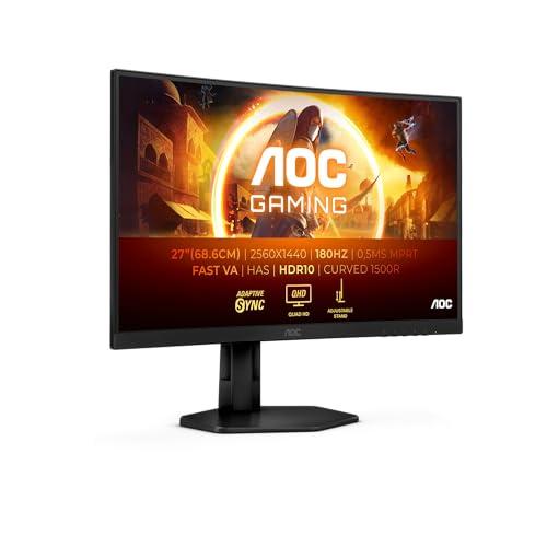 40% DESCUENTO AOC Monitor Gaming CQ27G4X 27″ 180 Hz Quad HD, Ajustable, QHD, VA, 180 Hz, Curved 1500R