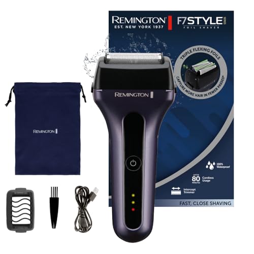58% DESCUENTO Remington F7000 Afeitadora de Láminas F7, inalámbrica, recargable, uso en seco/mojado, resistente al agua, cortapatillas extensible de precisión, láminas Tri flex, 80 de autonomía