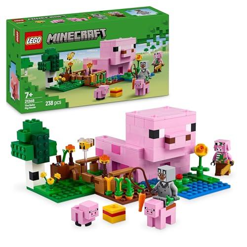 28% DESCUENTO LEGO Minecraft La Casa Cerdo Bebé, Regalo de Semana Santa y Pascua, Granja con Animales de Juguete para Niños y Niñas de 7+ Años, Bioma Bosque y Personajes del Videojuego para el Juego de rol 21268
