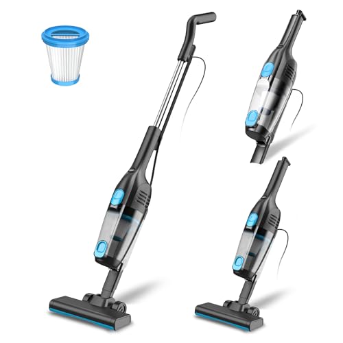 30% DESCUENTO Aspiradora con Cable, Aspiradora Escoba con Cable Potente 20Kpa 600W, 3 en 1 Aspirador de Mano con 5m Cable, Aspirador Vertical Ligero Anti Enredos para Alfombras de Pelo de Mascotas Pisos Duros