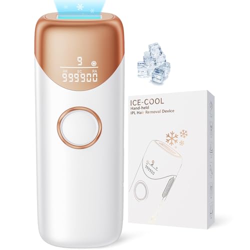 Depiladora Laser IPL con Función de Enfriamiento, Depiladora Luz Pulsada con HR/SC/RA, 600NM Onda de Luz Roja, 9 Nivel de Energía, Max 19.8J, 999.900 Flashes para Hombre, Mujer, Depilación Cuerpo