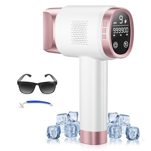 29% DESCUENTO 21J Depiladora Laser con Función de Refrigeración, 600NM 1200NM Onda de Luz Roja, Pantalla táctil LCD, 3 en 1 Depiladora Luz Pulsada con 9 Niveles de Energía para Bikini, Axilas, Cara, Cuerpo Oro Rosa