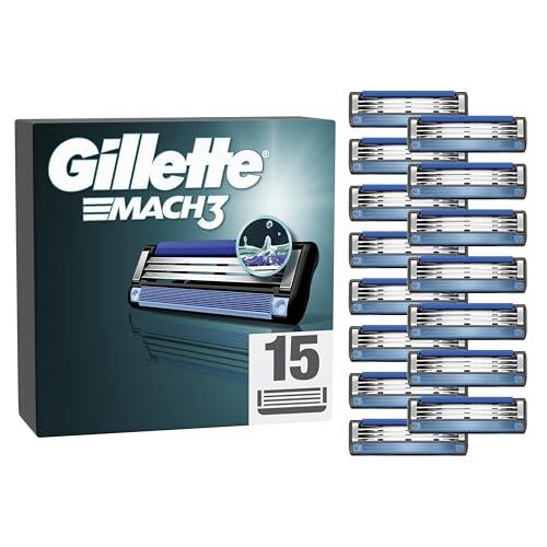 22% DESCUENTO Gillette Mach3 Base Pack de 15 Recambios Para Maquinillas De Afeitar Para Hombre, Cuchillas de Afeitar Con 3 Hojas y Banda Lubricante, Compatible Con Todos Los Mangos Mach3