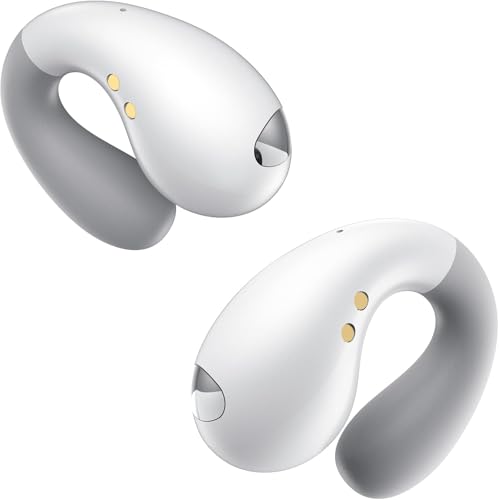 EUQQ Auriculares Conducción Ósea Blanco Auriculares Inalámbricos Deportivos con Bluetooth 5.3 y Sonido Envolvente, Cascos Inalámbricos Bluetooth Deporte con Diseño Ergonómico para Running y Gimnasio