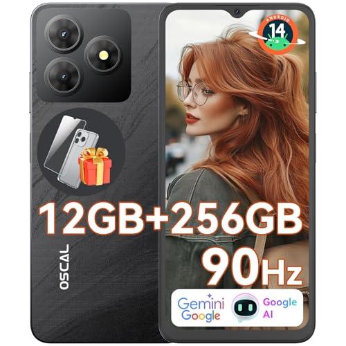 OSCAL 2025 Flat 2 Movil Gemini Ai Android 14 12GB+256GB/2TB TF, 6.56″ 90Hz Smartphone, Batería 5000mAh, Cámara 13MP+8MP, 4G Dual SIM, Octa Core/Face ID/OTG/GPS/3 Años Garantía Negro