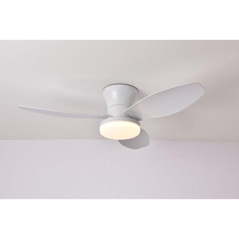 Hola LED Ventilador de Techo RXFL8001 – 880mm, Luz LED Regulable 40W, 3000K-6000K, Blanco y Madera Clara | Miravia