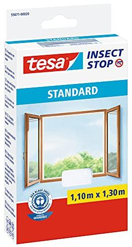 tesa Insect Stop Malla Mosquitera STANDARD para Ventanas Mosquitera Autoadhesiva Recortable al Tamaño Deseado Blanca, 110 cm x 130 cm