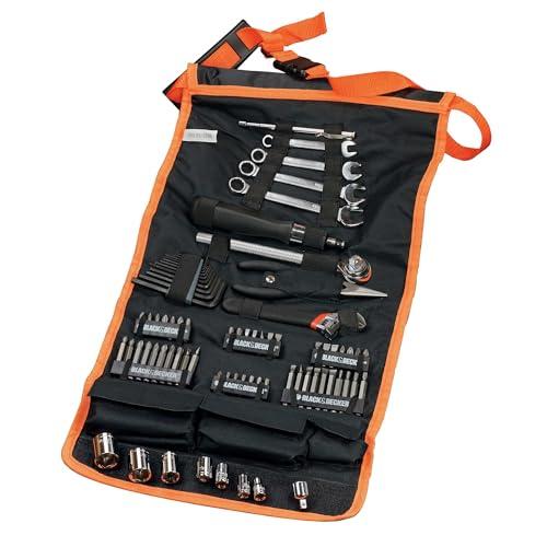 21% DESCUENTO BLACK+DECKER Kit de 77 herramientas para automóvil, Incluye Rollo de Nylon, Atornillador de Carraca, Puntas Variadas, Llaves de Vaso, Llaves Hexagonales, Alicate, A7063 QZ