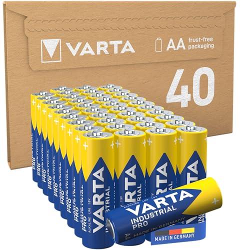 VARTA Pilas AA, paquete de 40, Industrial Pro, Baterías Alcalinas, 1,5V, paquete de almacenamiento de embalaje ecológico, Made in Germany [Exclusivo en Amazon]