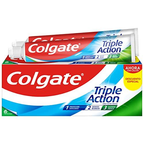 24% DESCUENTO Colgate Triple Acción Pasta de Dientes, Pack 2 Uds x 75ml , Dentífrico con Flúor, Pasta de Dientes Anticaries, Ayuda a Mantener los Dientes Blancos, Refresca el Aliento , para Toda la Familia