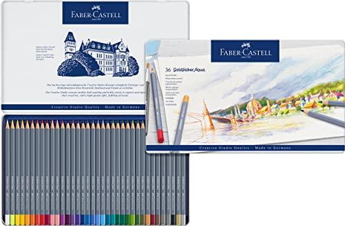 37% DESCUENTO Faber Castell 114636 Estuche de metal con 36 ecolápices acuarelables hexagonales Goldfaber Aqua, colores surtidos