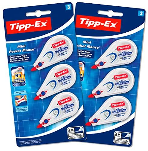 73% DESCUENTO Tipp Ex Cintas Correctoras de bolsillo Mini Pocket Mouse Juego de 6 Cintas de Corrección 6m x 5 mm Óptimo para Material Escolar