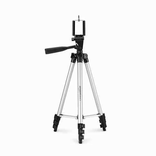 45% DESCUENTO Amazon Basics Trípode Universal para Smartphone de Aluminio de 127 cm con Rotación de Tres Ejes, Negro