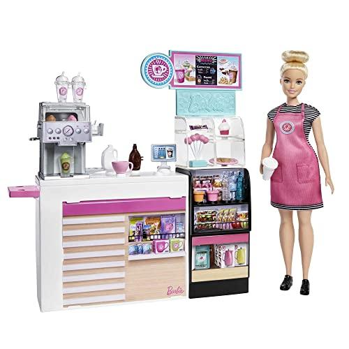 23% DESCUENTO Barbie y su Cafetería, Muñeca con accesorios para café , smoothies, cupcakes y ensaladas de juguete (Mattel GMW03)