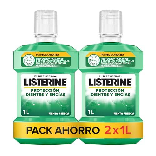 Listerine Protección Dientes y Encías (pack de 2 x 1L), enjuague bucal con flúor, colutorio bucal con 24 horas de protección, elixir bucal para un aliento fresco duradero