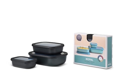 53% DESCUENTO Mepal Multi Bowl Cirqula Rectengular 3 Partes Caja de Almacenamiento de Alimentos con Tapa Caja de Almacenamiento Hermética para Nevera y Microondas 500 ml, 1000 ml & 2000 ml Nordic Black