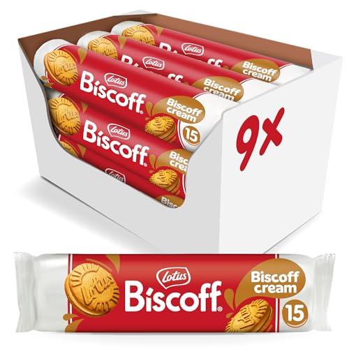 Lotus Biscoff | Galletas Rellenas de Crema Biscoff | Vegana | 15 Galletas por Pack | 9 x 150g (1,35kg)