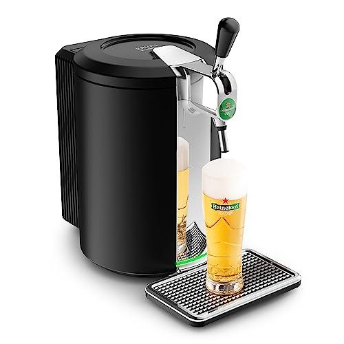 Krups Beertender Máquina cerveza presión, Barriles de 5 L, Marcas del grupo Heineken, Indicador luminoso, Temperatura y espuma perfectas, Cerveza fresca, Fácil instalación, Compacto negro VB450E10