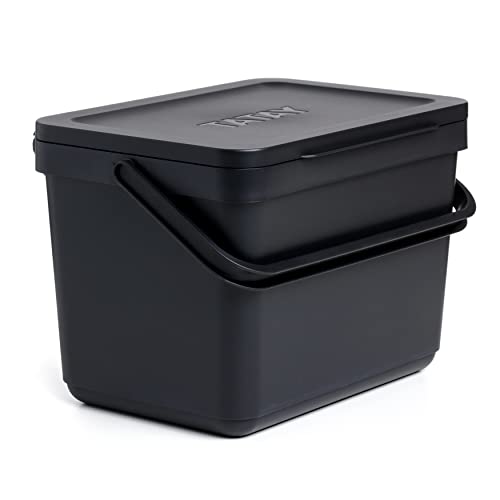 34% DESCUENTO TATAY Cubo de Basura con tapa para Residuos Orgánicos SIN Soporte, 6L de Capacidad, Polipropileno, hecho con materiales 100% reciclados. Color Negro. Medidas 26,5 x 19 x 18,5 cm