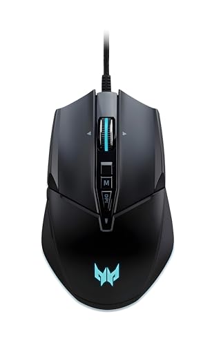 Acer Predator Cestus 335 Ratón Gaming para Videojuegos, 19.000 DPI, USB, 400 IPS, 10 Teclas programables, Tiempo de Respuesta de 0,5 ms, Iluminación RGB, Ratón Ordenador Color Negro