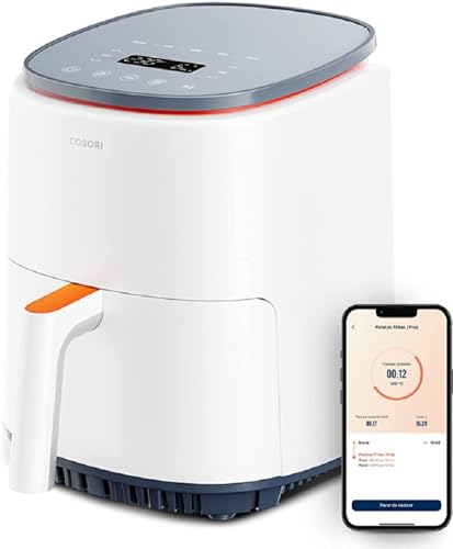 24% DESCUENTO COSORI Freidora de Aire, Inteligente, sin Aceite, 3,8L, 75 230℃, 1500W, con APP recetas, 7 programas, Air Fryer saludable para 1 3 personas, apta para el lavavajillas, Blanca