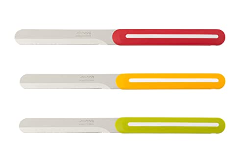 56% DESCUENTO Arcos Juego Cuchillos Paring 3 piezas Acero Inoxidable. Cuchillos cocina coloridos para pelar frutas y verduras. Mango ergonómico polipropileno. Serie B Line. Color naranja, rojo y verde.