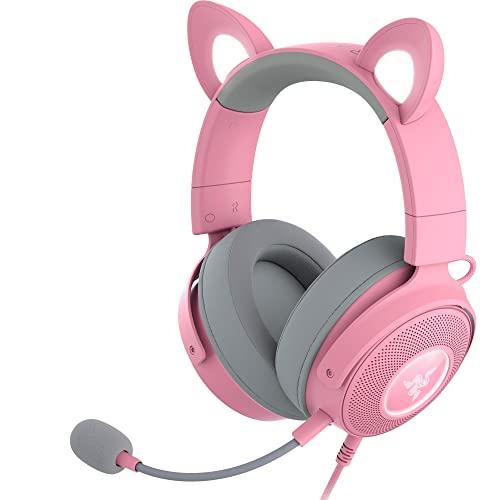 59% DESCUENTO Razer Kraken Kitty V2 Pro Auriculares Gaming RGB con Cable y Orejas Intercambiables (Orejas Intercambiables de Gatito, Oso y Conejito, Iluminación Reactiva en Streaming) Quartz Rosa