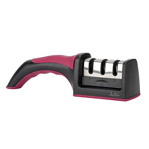 43% DESCUENTO Jata HACC4541 Afilador de Cuchillos Profesional, Apto para todos los tamaños, 3 procesos de afilado, Mango y base antideslizante, Manejo sencillo y cómodo, Afilado efectivo