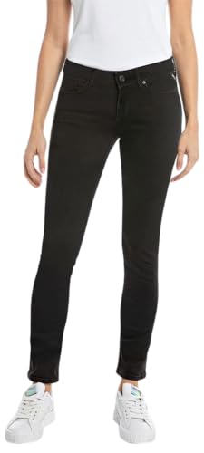 84% DESCUENTO Replay Vaqueros de mujer New Luz skinny fit Hyperflex Forever Dark con elástico, negro (Black 098), 31W / 28L