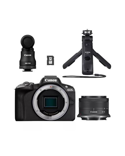 27% DESCUENTO Canon EOS R50 Cámara Mirrorless – Kit para Creadores de Contenido | Cámara APS C 4K con Wi Fi y Bluetooth | Compacta, Ideal para Vlogging, Principiantes y Profesionales