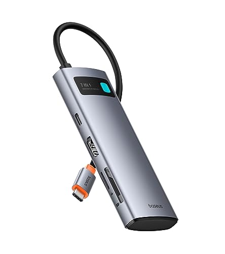 Baseus Hub USB C 7 en 1 Adaptador con HDMI 4K@60Hz, PD 100W, 3 USB A 3.0 5Gbps, Lector de Tarjetas SD/TF, Docking Station para Portátil Compatible con Windows/Mac/iPad/Steam Deck/Rog Ally