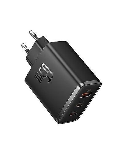 Baseus Cargador USB C, 65 W, Fuente de alimentación de 3 Puertos PD, con PPS, Cargador rápido GAN Compatible con MacBook Pro/Air, iPhone 16/15/14/13/12, iPad Pro, Galaxy S25 Ultra, S24 S20, etc