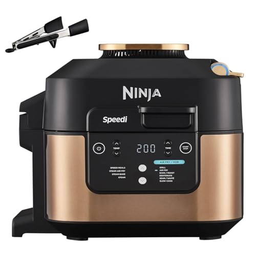 48% DESCUENTO Ninja Speedi Olla Exprés Multifunción Rápida, Olla Eléctrica con Freidora Aire 5,7L, 10 en 1, Freidora sin Aceite, Horno, Cocción Lenta, al Vapor y más, 4 Porciones en 15min, Negro y Cobre, ON400EUCP