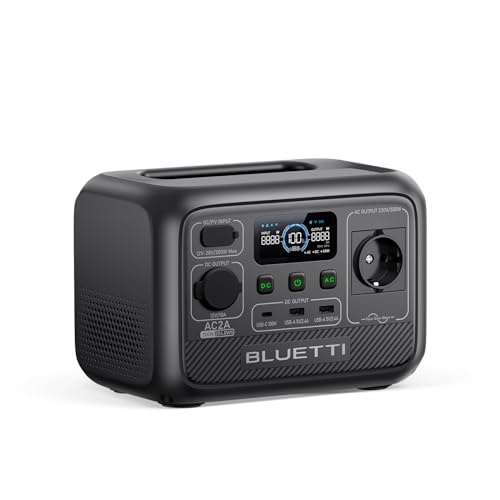 BLUETTI AC2A Generador Solar, Respaldo de Batería LiFePO4 de 204Wh con 1 Salida de AC de 300W (Pico de 600W), Carga 0 80% en 40 minutos, Generador Solar Portátil para Camping (Panel Solar Opcional)