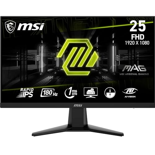 57% DESCUENTO MSI mag 256F Monitor Gaming Plano de 24,5″ FHD, Panel IPS rápido de 1920 x 1080, 180 Hz / 1 ms, sRGB del 127%, diseño sin Marcos, Casual, Preparado para HDR, DisplayPort 1.2a,HDMI CEC