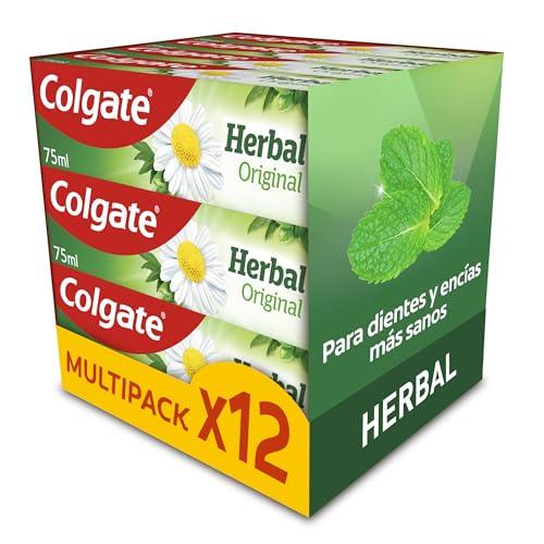 38% DESCUENTO COLGATE Pasta de Dientes Colgate Herbal Pack de 12x75ml| Combina Ciencia del Cuidado bucal y Naturaleza | Ayuda a Mantener Dientes Fuertes | Ayuda a Mantener Encías Sanas | Sabor a Eucalipto Fresco