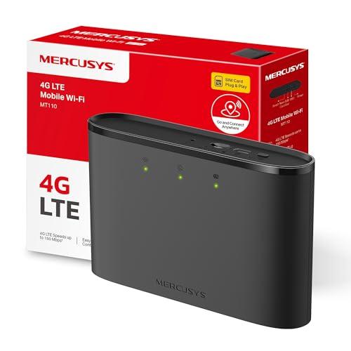 37% DESCUENTO [2024 Neuvo] Mercusys MT110   Router 4G móvil, 4G Mi Fi LTE Cat 4 150 Mbps, Batería de 2100 mAh, Conexión hasta 10 Dispositivos, Play y Plug con Tarjeta Nano SIM