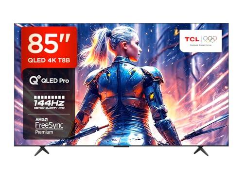 TCL 85T8B Onkyo QLED Smart TV, Pro de 85″ y 144 Hz, 4K Ultra HD, HDR Pro, Powered by Google TV (Dolby Vision IQ y Atmos, Motion Clarity, Control de Voz Manos Libres)