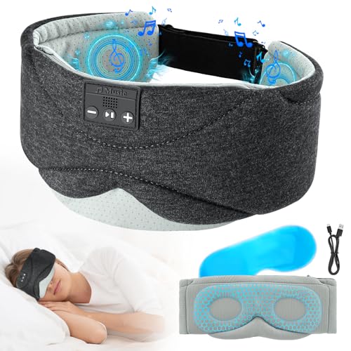 Shinkuro Auriculares para dormir auriculares para dormir máscara de ojos Bluetooth, auriculares para dormir inalámbricos integrados altavoces HD suaves (negro)