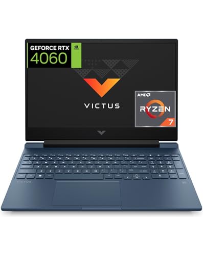 HP Victus 15 fb2004ns Ordenador portátil Gaming de 15.6″ FHD (AMD Ryzen 7 8845HS, 16GB RAM, 1TB SSD, NVIDIA GeForce RTX 4060, Sin Sistema Operativo) Blue Teclado QWERTY Español