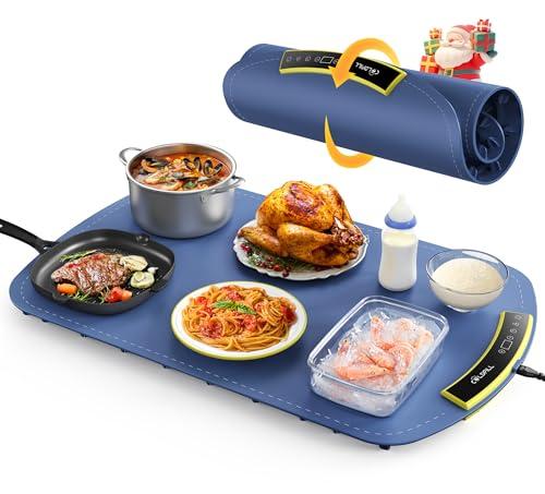 COLDFILL Bandeja de Calentamiento de Silicona Calienta Platos Electrico Calentador Alimentos Portatil Regulable de 40°C a 110°C, Calienta Toda la Superficie en 5s, para Buffets y Fiestas