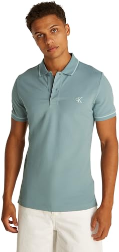 36% DESCUENTO Calvin Klein Polo de manga corta Hombre Tipping Slim Fit, Turquesa (Trooper), L
