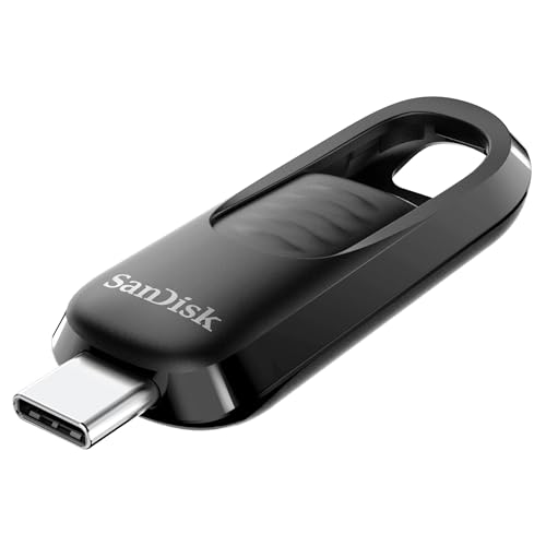 SanDisk Ultra Slider Pendrive 1 TB Memoria USB Type C, Unidad Flash, de alta velocidad hasta 400 MB/s, USB 3.2 Gen 1, Conector retráctil, Almacenamiento, acceso y transferencias más ágiles, Negro