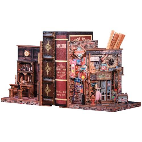 50% DESCUENTO CUTEBEE Book Nook Kit Juego de sujetalibros DIY, sujetalibros en miniatura, decoración de estantería, juego de maquetas para adultos, 2 unidades (Farewell to The Night)