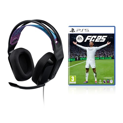 Logitech G335 Auriculares con micrófono con Cable para Gaming y EA Sports FC 25 (PS5 Playstation 5), Paquete Negro