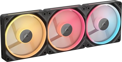 28% DESCUENTO CORSAIR iCUE Link LX120 R RGB 120mm Ventilador Inverso PWM – Kit de Triple Ventilador – Bajo Nivel de Ruido, Cojinete de Cúpula Magnética, Lazos de Luz Duales, Tornillos QuikTurn™, Cero RPM – Negro
