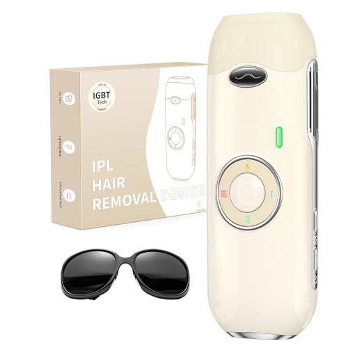 Depiladora Laser IPL Depiladora de Luz Pulsada Indolora con Energía Máxima de 22J, Ideal para Uso en Casa, Adecuado para Mujeres y Hombres en Cuerpo, Rostro, Axilas y Piernas (Beige)